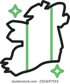 Icono del mapa de Irlanda. Adecuado para aplicaciones móviles.