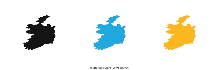 Ireland map icon outline collection or set in black and white