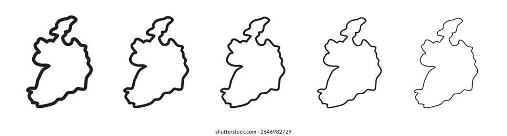 Ireland map icon thin flat outline style vector sign