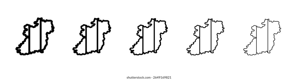 Ireland map icon thin outline logo mark set