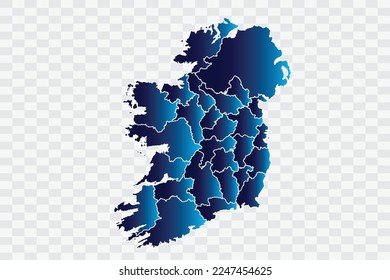 Ireland Map indigo Color on White Background quality files png