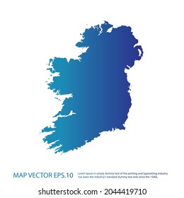 Ireland map , infographic style , blue gradient color , on white background with Map World. Wire frame 3D mesh ,