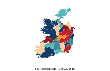 Ireland map isolated modern colorful style. for website layouts, background, education, precise, customizable, Travel worldwide, map silhouette backdrop, earth geography, political, reports.