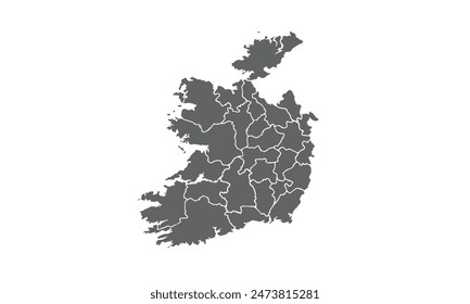 ireland map isolated on white background. for website layouts, background, education, precise, customizable, Travel worldwide, map silhouette backdrop, earth geography, political, physical.