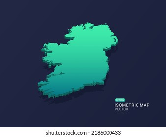 Ireland map of isometric green gradient vector illustration.