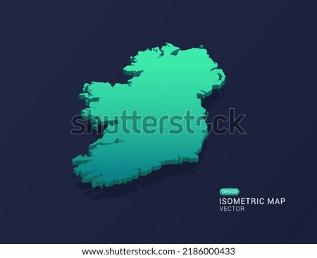 Ireland map of isometric green gradient vector illustration.