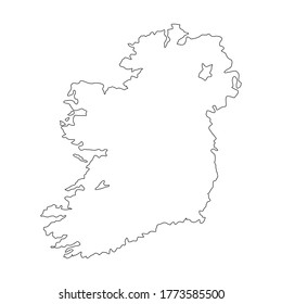 Ilustración del vector de la línea de mapa de Irlanda aislada en blanco