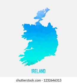 Ireland map low poly geometric polygonal,mosaic style,abstract tessellation,modern design background. Geometric cover, mockup. Vector illustration EPS10.