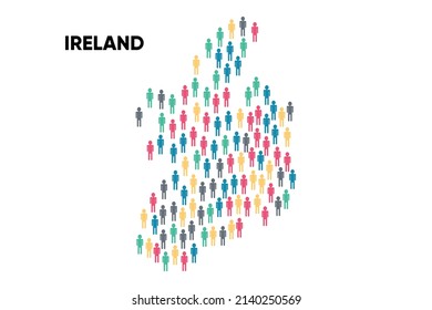Ireland Map made by a group of people, Population. Globalization. People from different countries