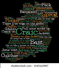 Ireland Map Made From Irish Slang Words In Vector Format.