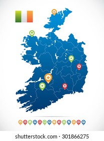 Ireland Map with Navigation Icons