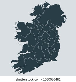 Ireland map on gray background vector, Ireland Map Outline Shape Gray on White Vector Illustration,
High detailed Gray illustration map Ireland.