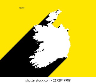 Ireland Map on retro poster with long shadow. Vintage sign easy to edit, manipulate, resize or colourise.