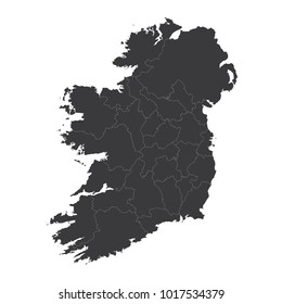 Ireland map on white background vector, Ireland Map Outline Shape Black on White Vector Illustration, High detailed black illustration map -Ireland.