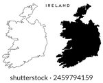 Ireland map outlined and black vector set