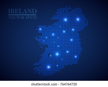 Ireland map page symbol for your web site design Ireland map logo, app, UI. Wire frame 3D mesh polygonal network line, design sphere, dot and structure.