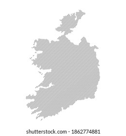 Ireland map from pattern of black slanted parallel lines. Vector illustration.