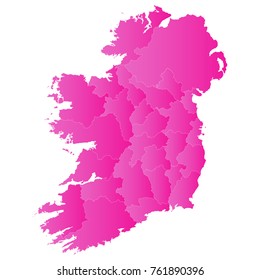ireland map - pink pastel graphic background . Vector illustration eps 10