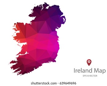ireland map polygon colorful vector illustrator eps10