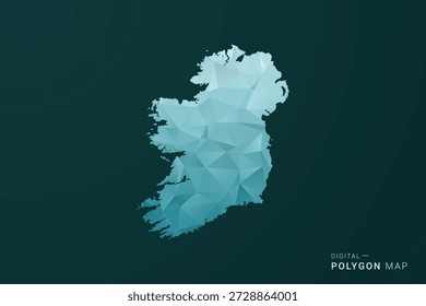 Mapa de Irlanda - Ilustración vectorial de estilo polígono en diseño geométrico de bajo poli verde y azul, silueta mínima limpia para infografía.