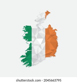 Ireland map in polygonal style on white background. Vector illustration eps 10.
