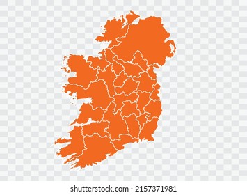 Ireland map Republic map orange Color on White Backgound  illustration eps 10