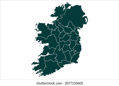 Ireland map Sacramento green Color on White Background