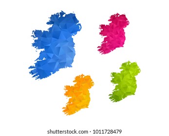Ireland map - Set of geometric rumpled triangular low poly style gradient graphic background , polygonal design for your ,Vector eps 10.