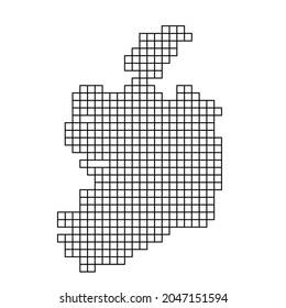 Ireland map silhouette from black pattern mosaic structure of squares. Vector illustration.