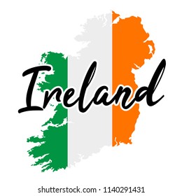 Ireland Map Silhouette Flag Button Vector Art Design Patriotic Symbol