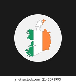Ireland map silhouette with flag on white background