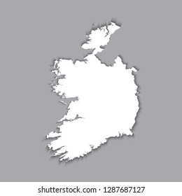 Ireland map silhouette with shadow effect. EPS10 vector with transparency organized in layers for easy editing.