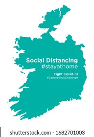 Ireland map with Social Distancing stay at home tag