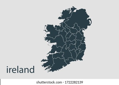 ireland map vector, Abstract design vector illustration Eps 10. Navy color.High Detailed on white background.