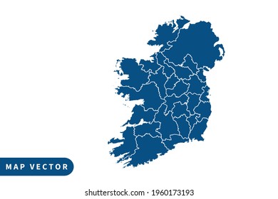 Ireland map vector, blue color . on white background. vector eps 10.