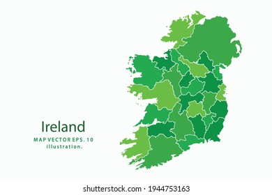 Ireland map. Vector eps10. green color. on white backgrounds.