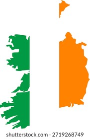 Irlanda Mapa Vector con bandera Aislado Geográfico Country Forma
