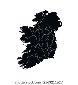 Ireland Map vector icon. Map of Ireland Black Silhouette.