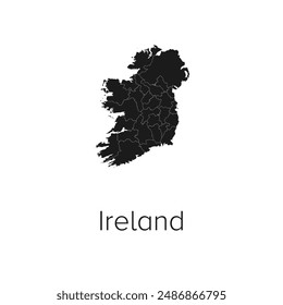 Ireland Map Vector Illustration - Silhouette, Outline, Ireland Travel and Tourism Map