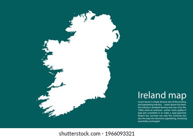 Ireland map vector, isolated on Green  background