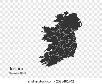 Ireland map vector, isolated on transparent background
