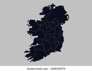 Ireland map vector, Isolated on gray background