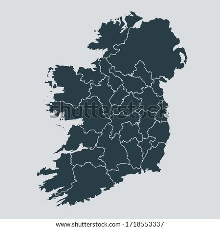 ireland map vector, isolated on gray background
