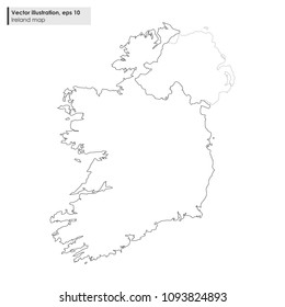 ireland map vector line illustration on white background