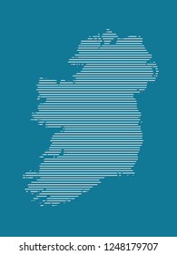 Ireland map vector with simple straight lines on blue background illustration