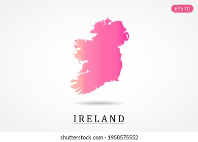 Ireland Map - World Map International vector template with Pink gradient color isolated on white background - Vector illustration eps 10