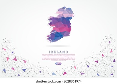 Ireland map - World Map International vector template with polygon pink color gradient isolated on white background for education, website, banner, infographic - Vector illustration eps 10