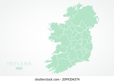 Ireland Map - World Map International vector template with High detailed including green color and white outline isolated on white background - Vector illustration eps 10