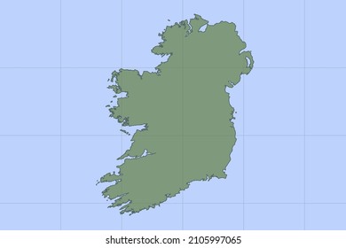 Ireland Map - World map International vector template with green color on blue background and grid design for design, education, website, infographic, banner - Vector illustration eps 10