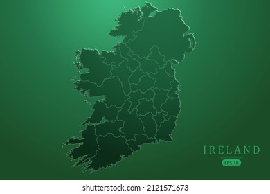 Ireland Map - World Map International vector template with High detailed and Green gradient color isolated on green background for design, infographic - Vector illustration eps 10
